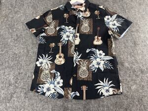 Joe Browns Shirt Mens XL Button Up Guitar Floral Black Short Sleeve N44